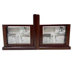 JM Jordan Marks Wooden 3D Picture Frame Bookends Cherrywood